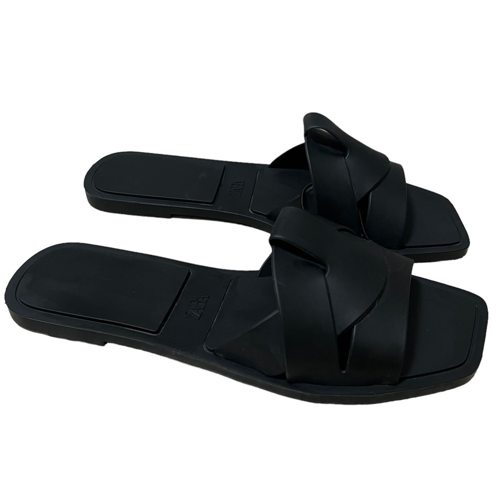 Zara Women’s Black Slip on Sandals Size 36 Brand New - Picture 2 of 5